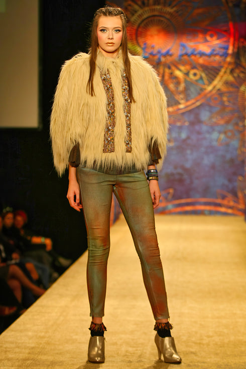 Pantalon denim pictati manual freeshipping - Liza Panait Online Boutique